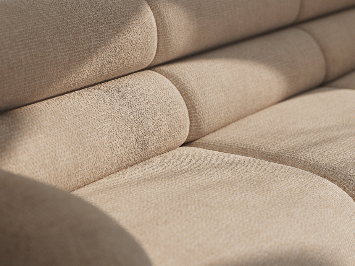 Eckmodul Neo von Micadoni in dunklem Olivgrün, gepolstertes modulares Sofa mit hoher Rückenlehne und schwarzen Kunststoffbeinen.