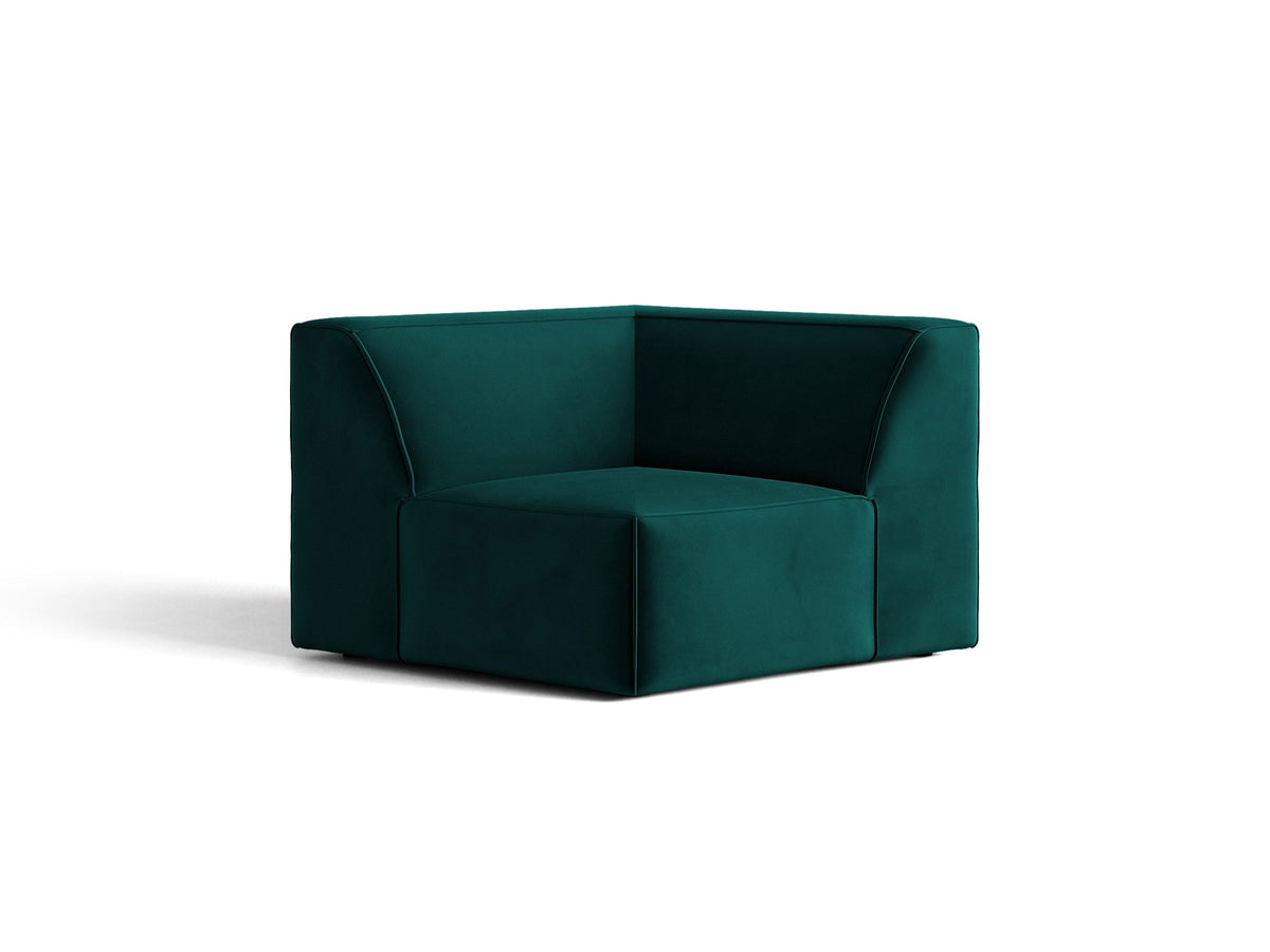 Eckmodul Jodie von Micadoni in leichtem Beige, Venus-Samtstoff, schwarze Kunststoffbeine, Teil eines modularen Sofasystems.
