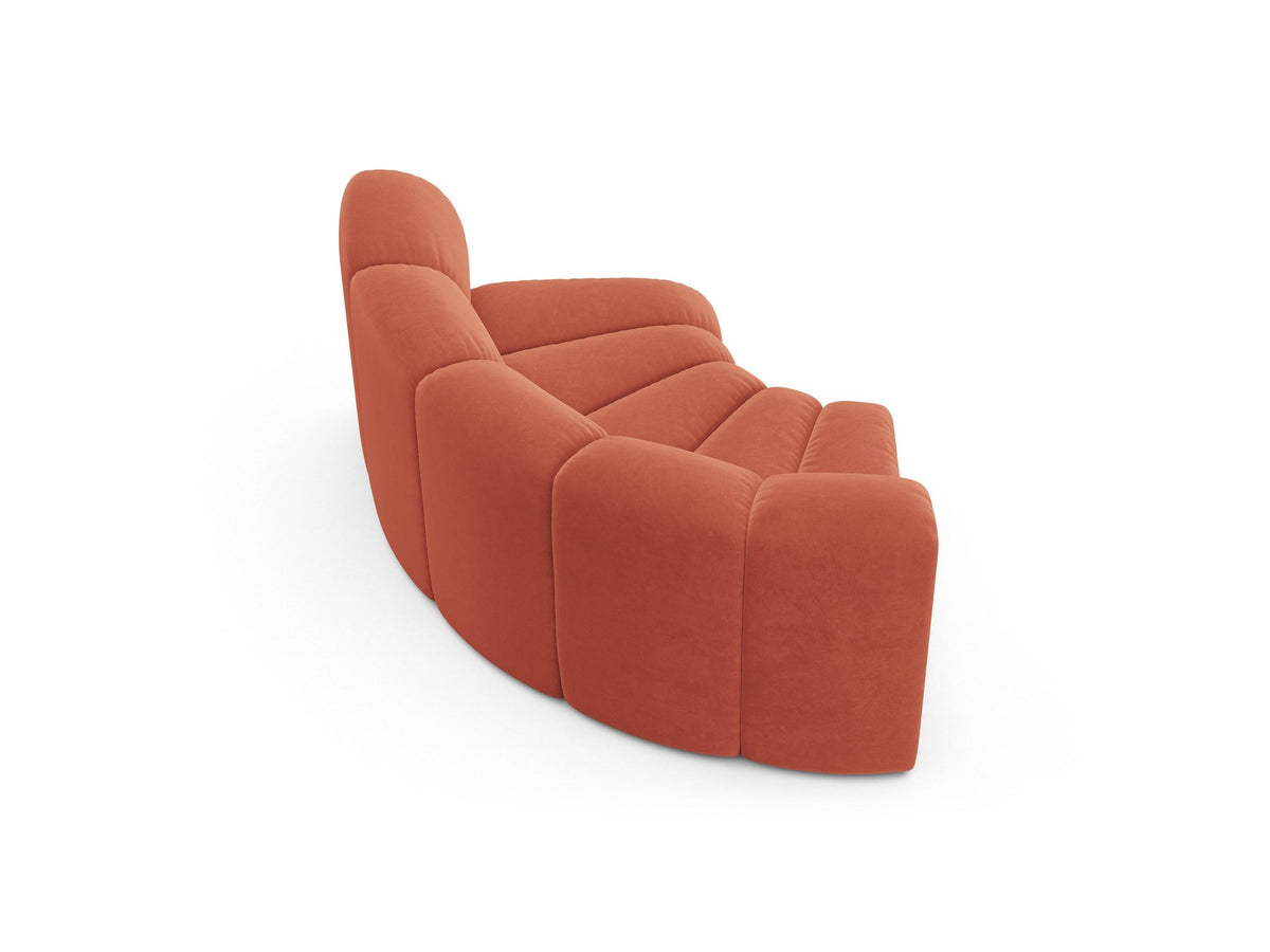 Produktfoto des Lupine Eckmoduls von Micadoni: modulares Sofa-Eckelement in leichtem Beige mit Venus-Samtbezug und schwarzen Kunststoffbeinen.