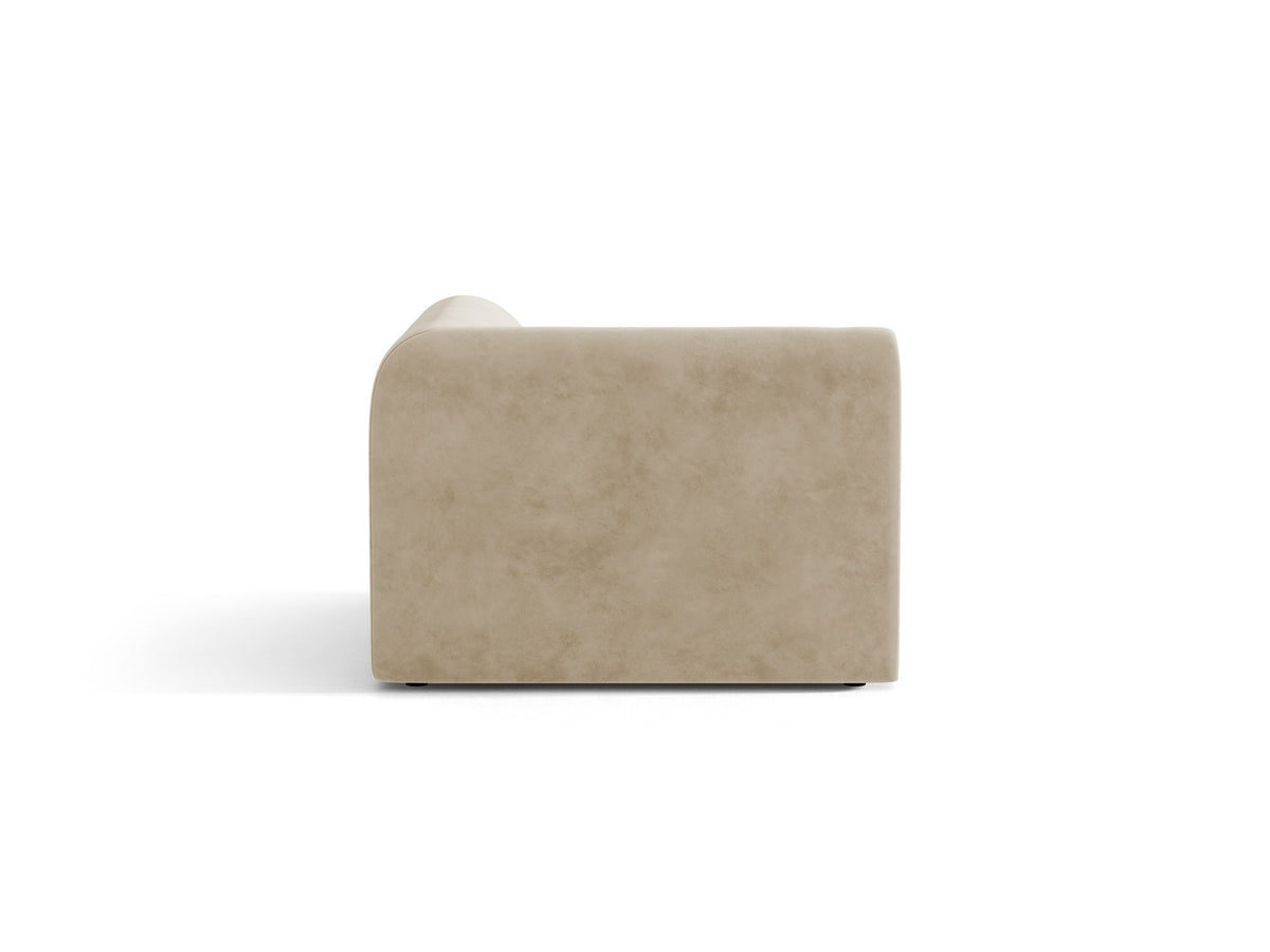 Miley Eckmodul von Micadoni in Dunkelbeige, modulares Sofa mit Stoffbezug Bluvel 30 und schwarzen Kunststoffbeinen aus Polypropylen