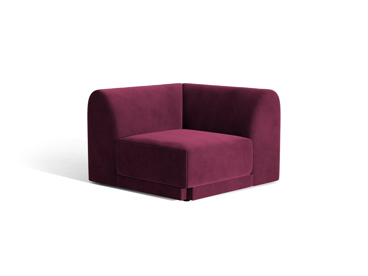 Miley Eckmodul von Micadoni in Dunkelbeige, modulares Sofa mit Stoffbezug Bluvel 30 und schwarzen Kunststoffbeinen aus Polypropylen