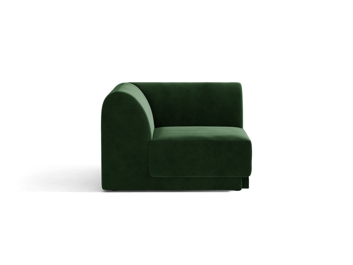 Miley Eckmodul von Micadoni in Dunkelbeige, modulares Sofa mit Stoffbezug Bluvel 30 und schwarzen Kunststoffbeinen aus Polypropylen