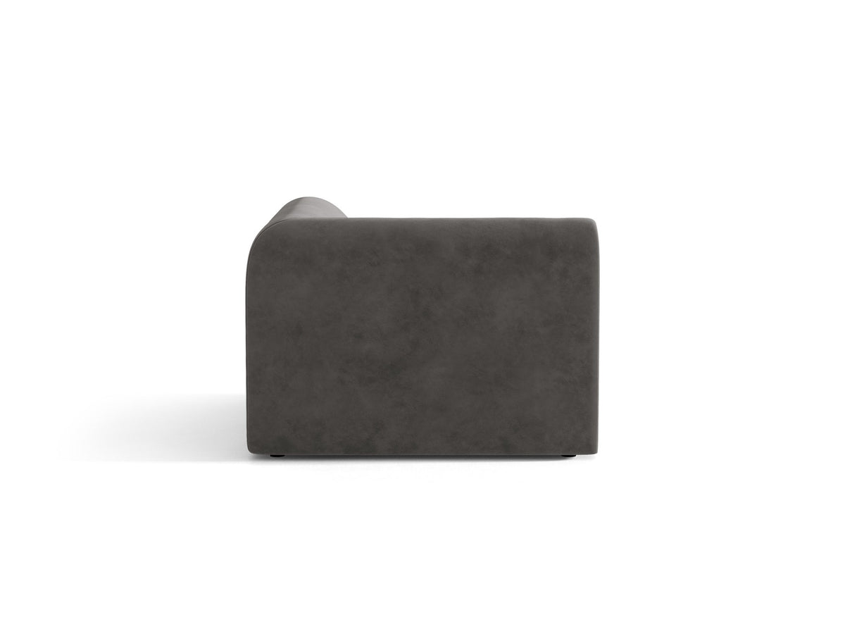 Miley Eckmodul von Micadoni in Dunkelbeige, modulares Sofa mit Stoffbezug Bluvel 30 und schwarzen Kunststoffbeinen aus Polypropylen