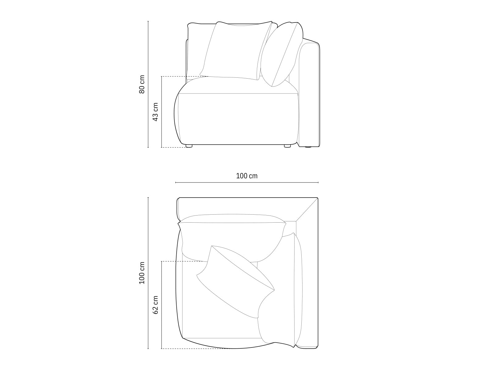 Eleganter Chris Modul Corner 1 Sitzer in zartem Hellgrün, ideal für moderne Wohnräume und individuelle Gestaltungsmöglichkeiten.