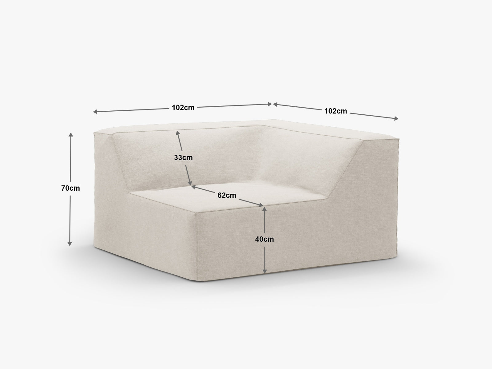 Jodie Corner Modul 1 Sitzer mit abnehmbaren Bezug in Muted Blue-LINS präsentiert im Onlineshop von KAQTU Design AG. Modulares Sofa ist von Micadoni