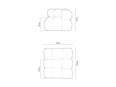 Bellis Velour Modul Corner 1 Sitzer in Black präsentiert im Onlineshop von KAQTU Design AG. Modulares Sofa ist von Micadoni