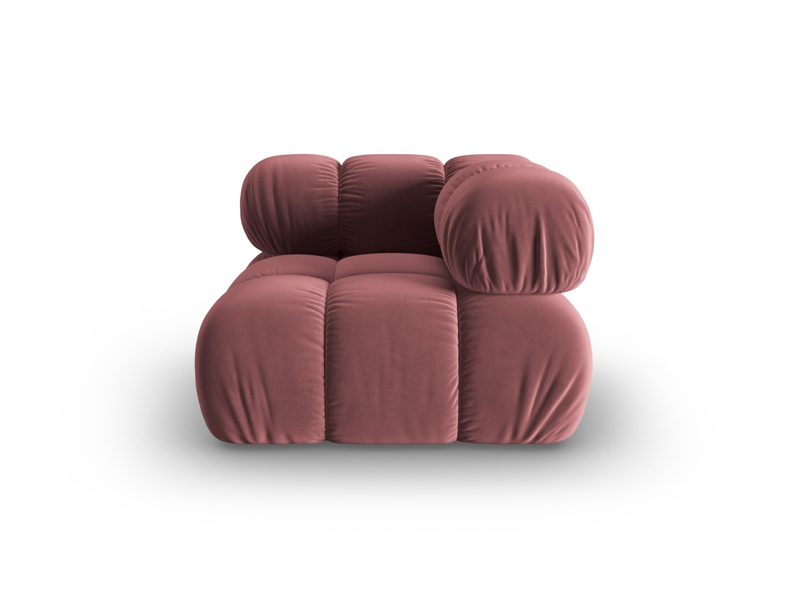 Eleganter Bellis Velour Modul Corner 1 Sitzer in Pink-Riviera, ideal für stilvolle Wohnräume, erhältlich bei KAQTU Design AG.