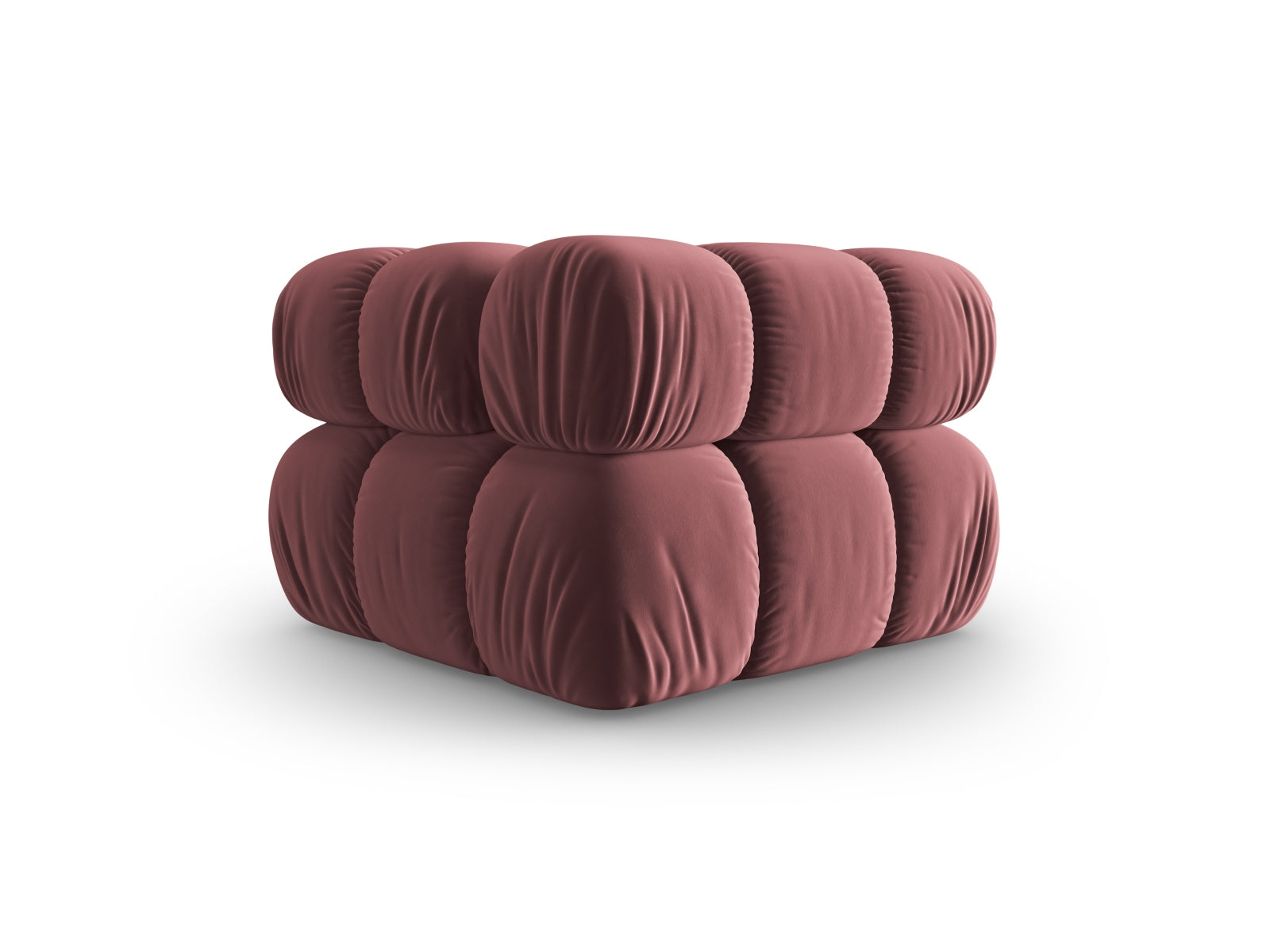 Eleganter Bellis Velour Modul Corner 1 Sitzer in zartem Pink-Riviera, ideal für stilvolle Wohnräume und entspannte Sitzgelegenheiten.