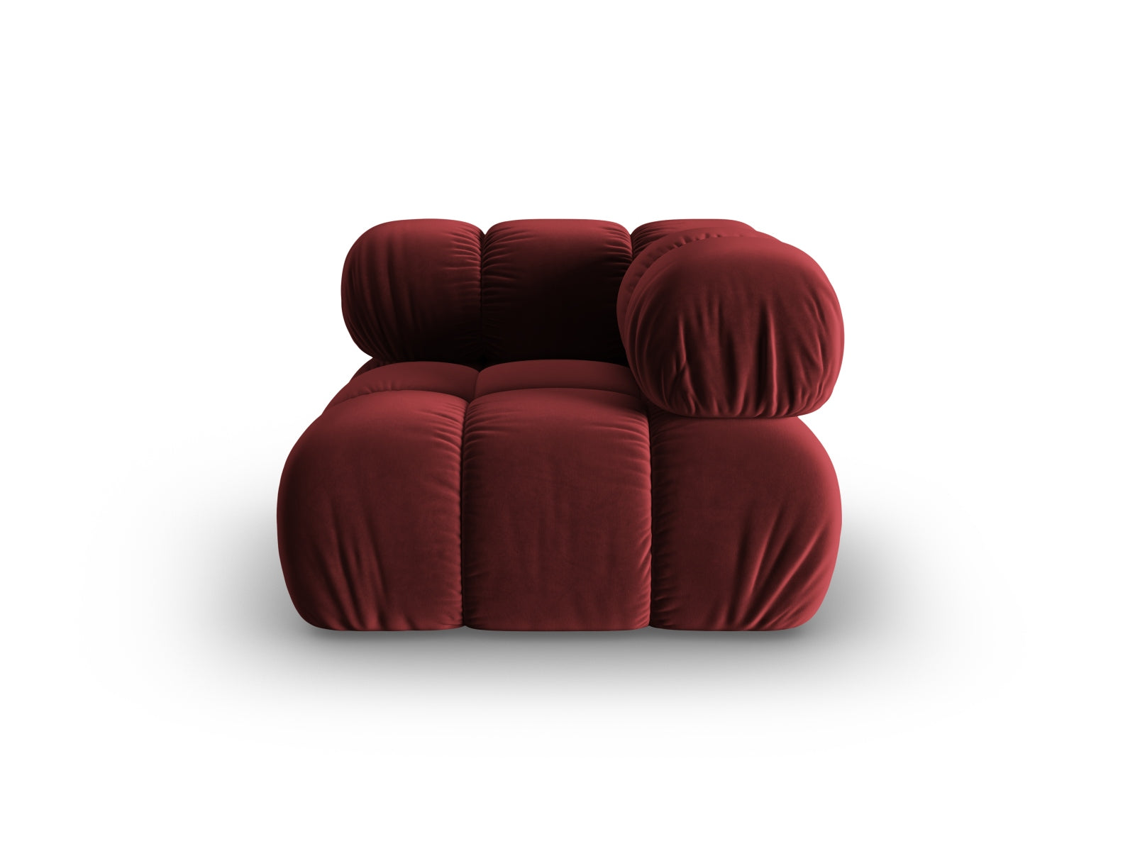 Eleganter Bellis Velour Modul Corner 1 Sitzer in Dunkelrot, ideal für stilvolle Wohnräume. Hochwertiges Design von Micadoni.