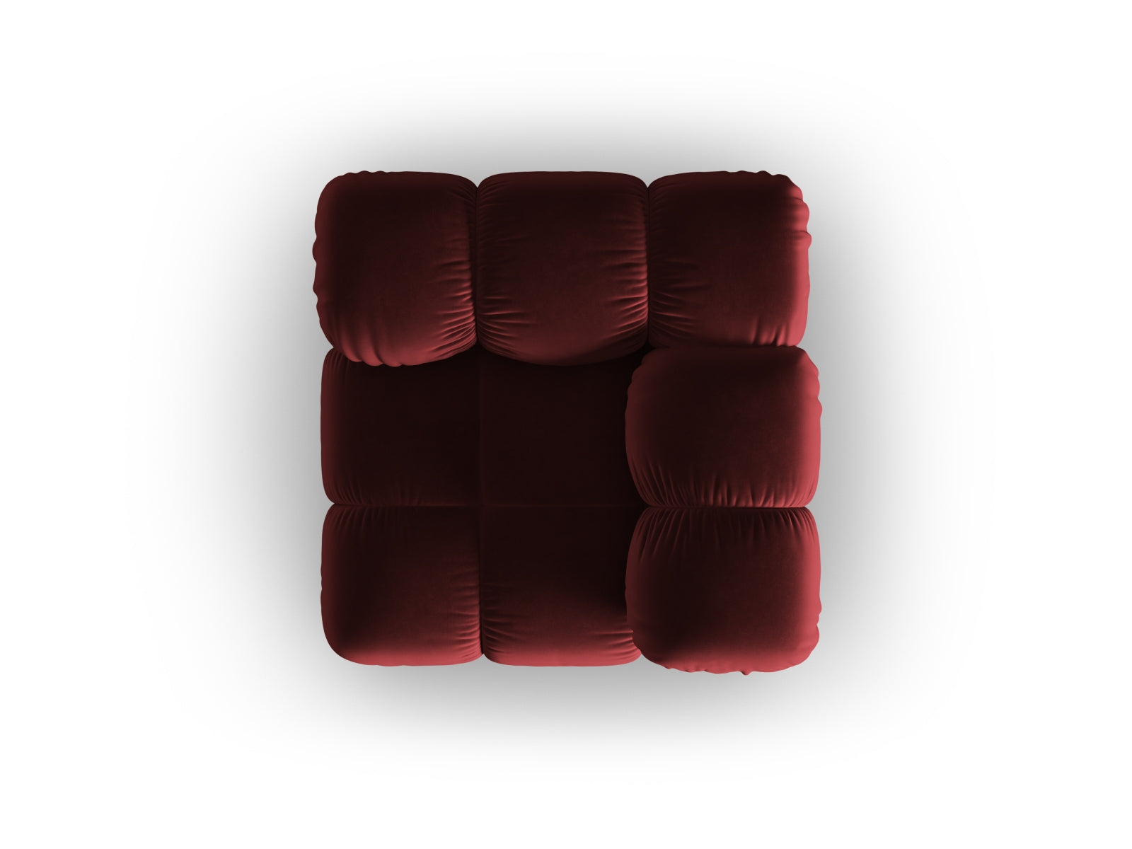 Stylischer Bellis Velour Modul Corner 1 Sitzer in tiefem Rot, perfekt für moderne Wohnkonzepte. Hochwertige Verarbeitung von Micadoni.