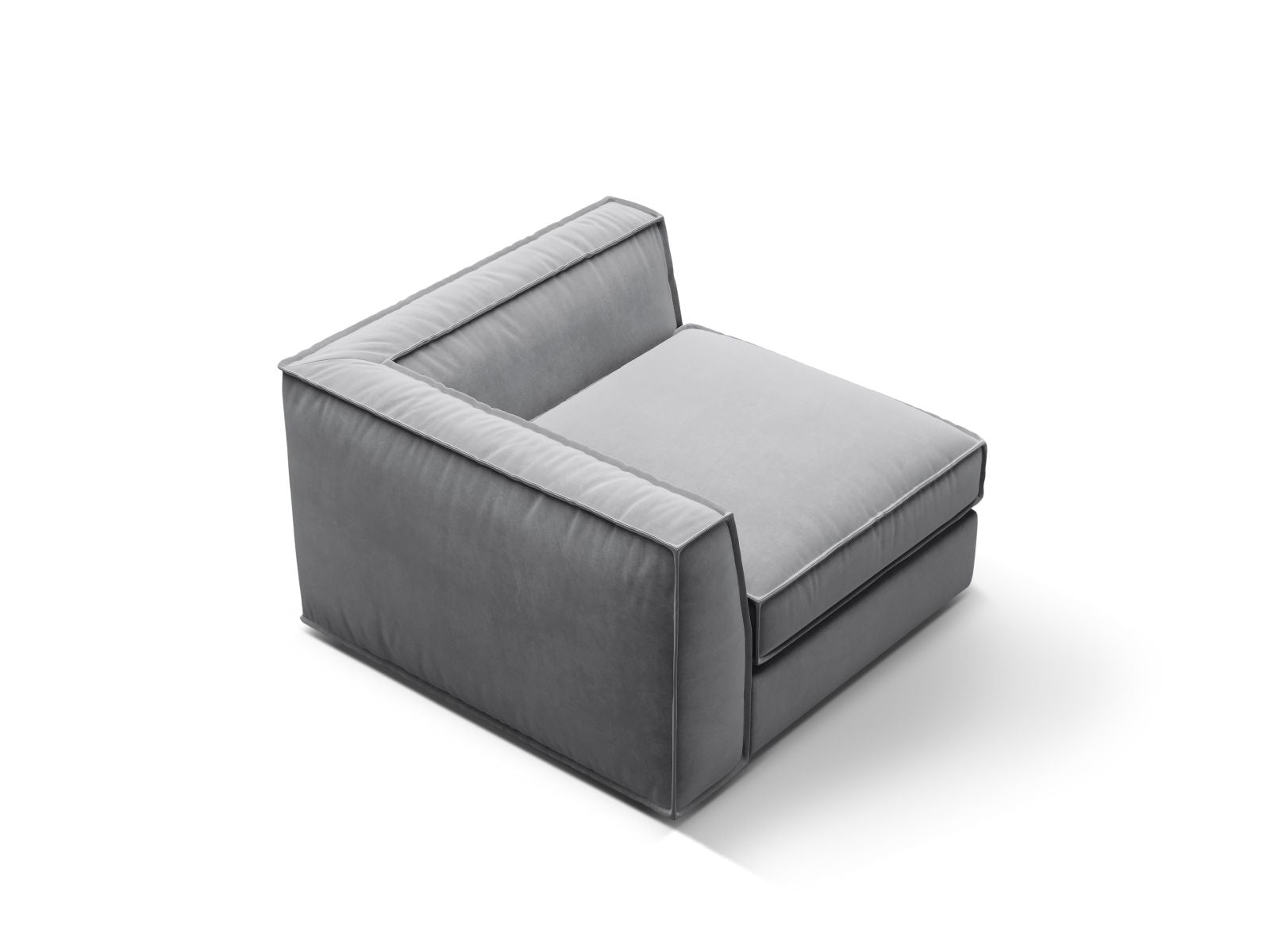 Elegantes 1-Sitzer Eckmodul Pola in zeitlosem Grau, ideal für individuelle Sofa-Layouts und stilvolle Einrichtungsideen.