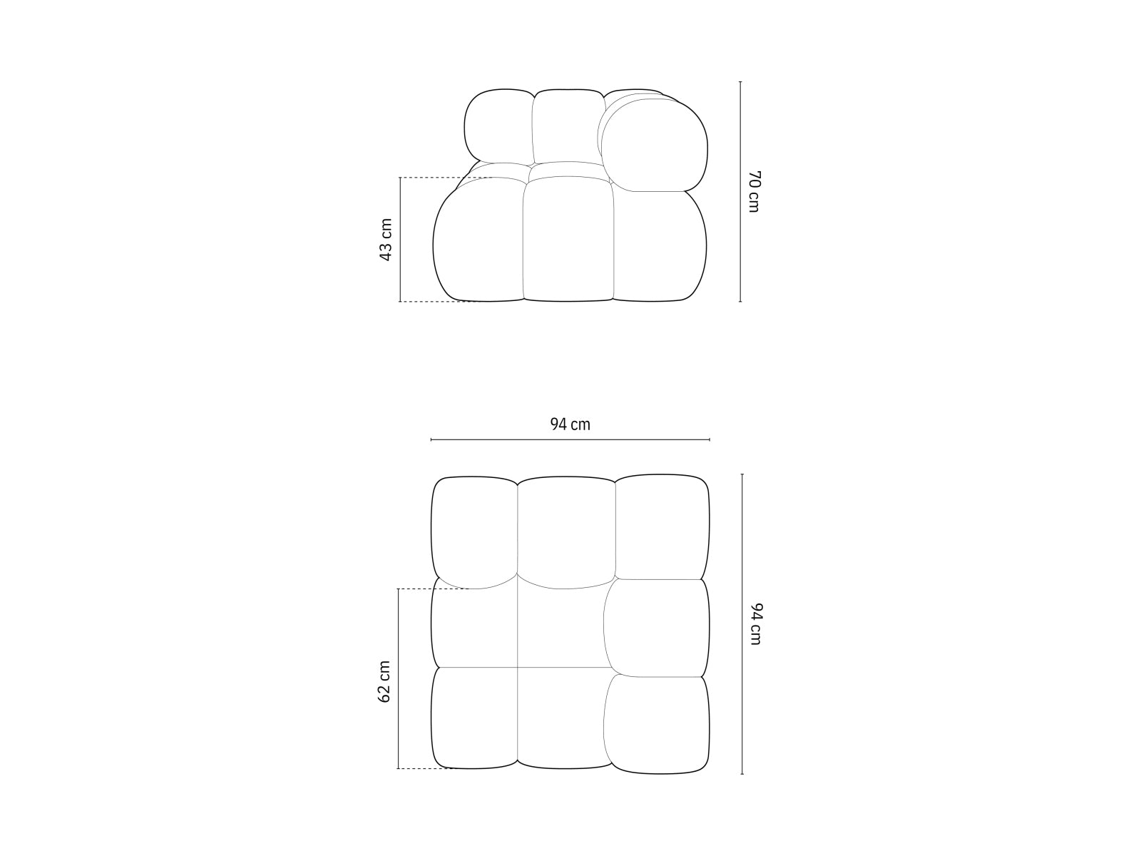 Bellis Velour Modul Corner 1 Sitzer in Black präsentiert im Onlineshop von KAQTU Design AG. Modulares Sofa ist von Micadoni