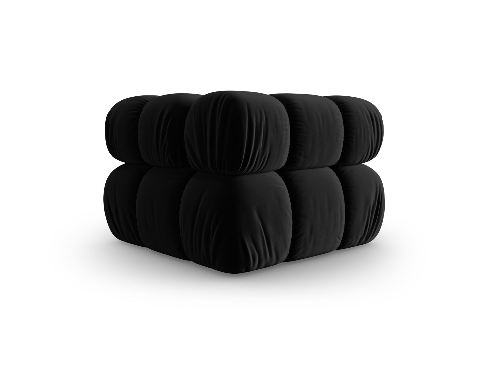 Eleganter Bellis Velour Modul Corner 1 Sitzer in luxuriösem Schwarz-Bluvel, ideal für moderne Wohnräume und entspannende Momente.