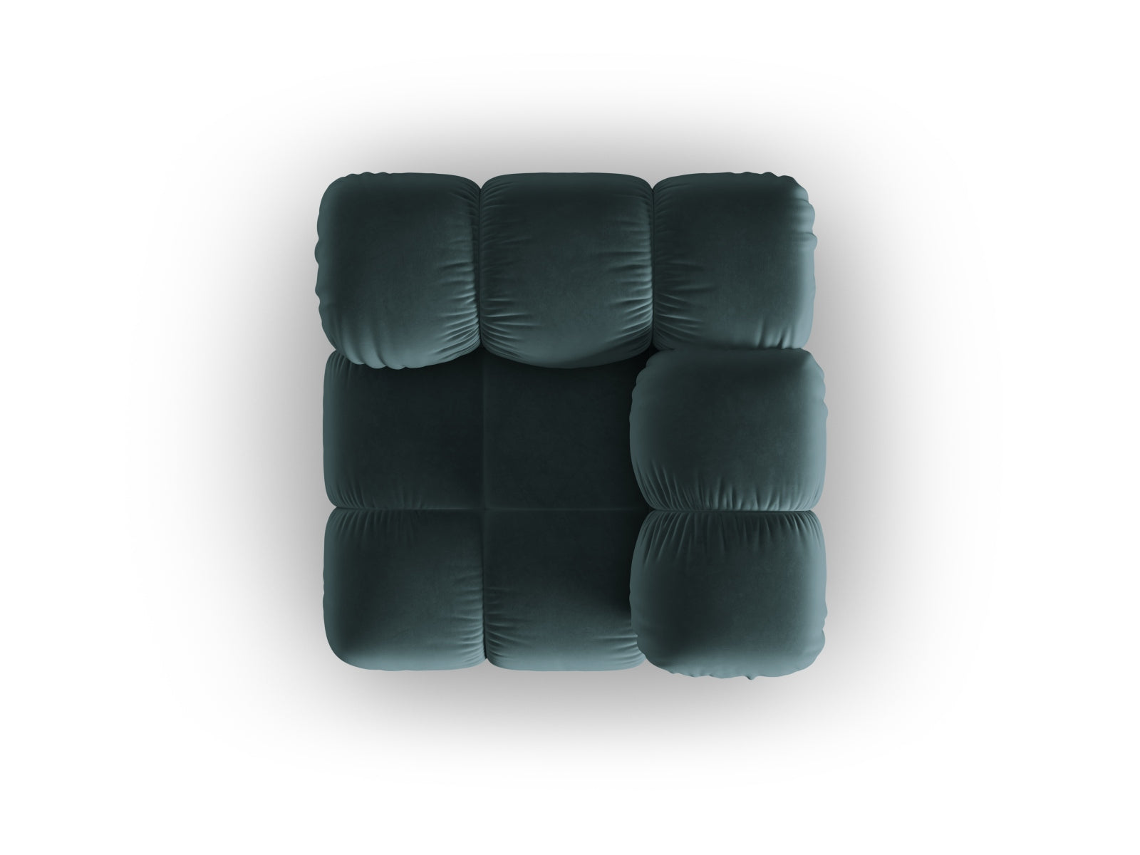 Stylischer Bellis Velour Modul Corner 1 Sitzer in sanftem Türkis, perfekt für moderne Wohnkonzepte und gemütliche Ecken.