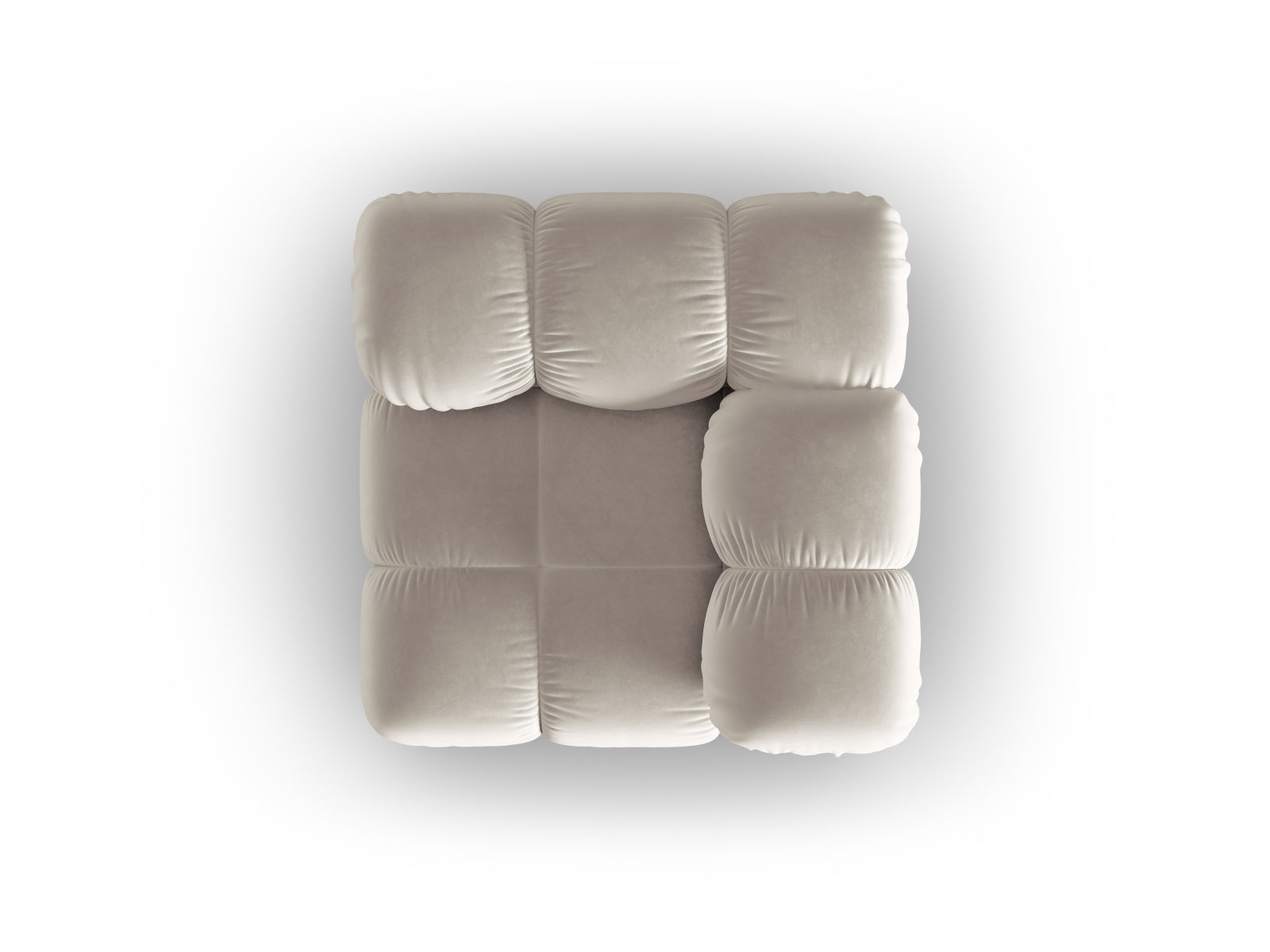 Stylischer Bellis Velour Modul Corner 1 Sitzer in sanftem Dunkelbeige, perfekt für moderne Wohnkonzepte und individuelle Sitzlösungen.