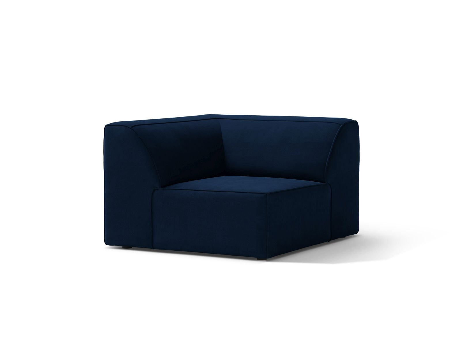 Elegantes 1-Sitzer Eckmodul Jodie in Royal Blue-Bluvel, ideal für individuelle Sofa-Gestaltung, erhältlich bei KAQTU Design AG.