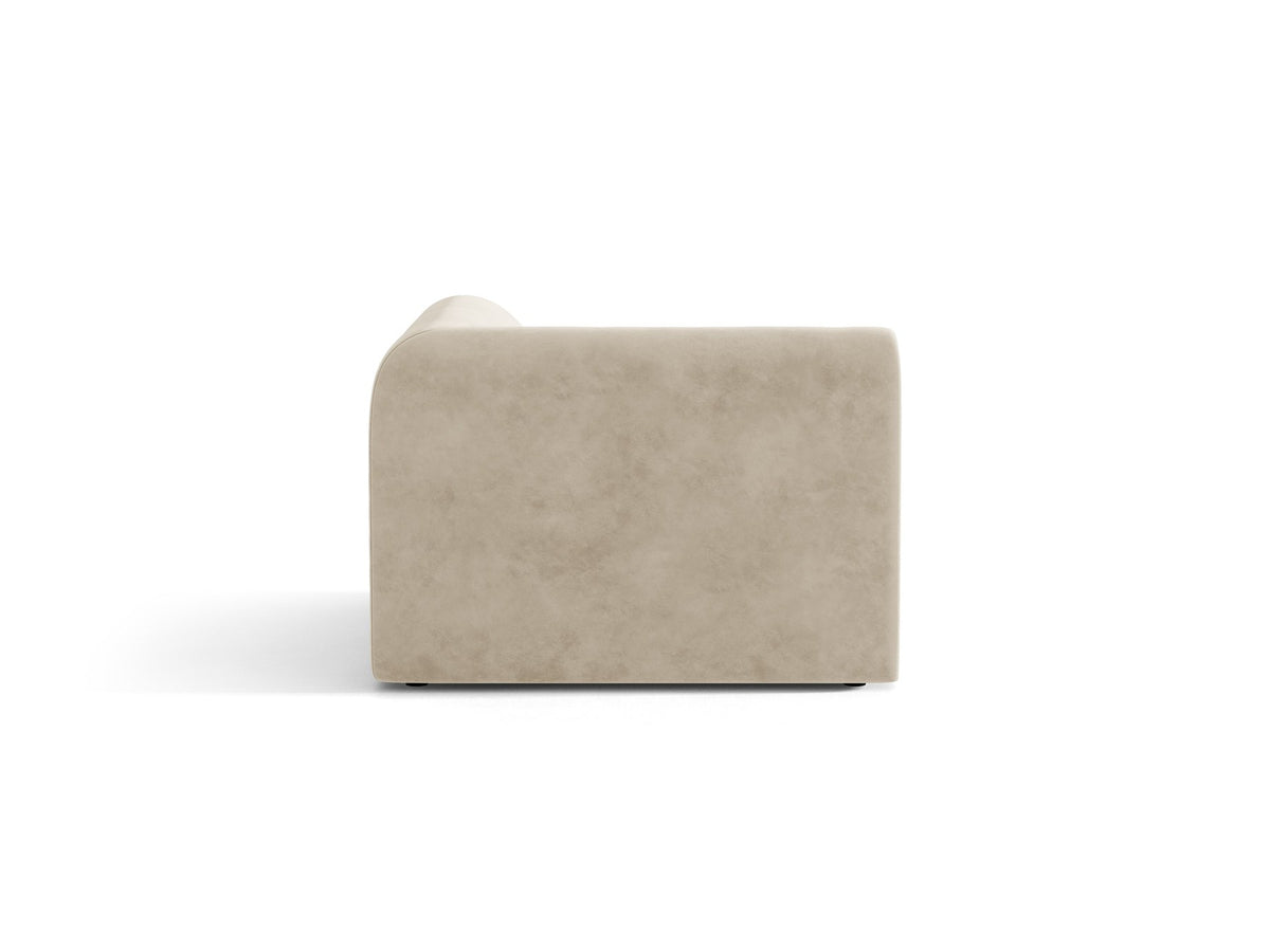 Miley Eckmodul von Micadoni in Dunkelbeige, modulares Sofa mit Stoffbezug Bluvel 30 und schwarzen Kunststoffbeinen aus Polypropylen