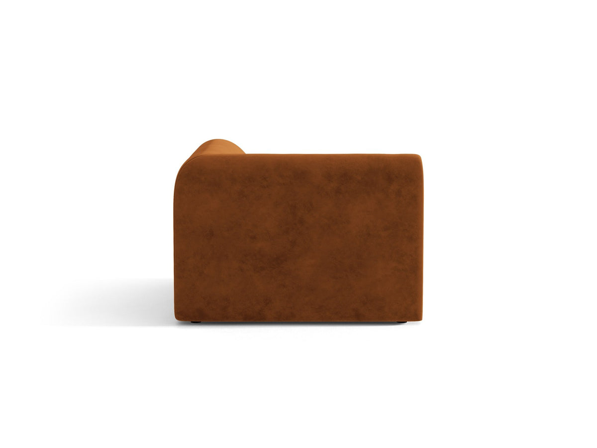 Miley Eckmodul von Micadoni in Dunkelbeige, modulares Sofa mit Stoffbezug Bluvel 30 und schwarzen Kunststoffbeinen aus Polypropylen
