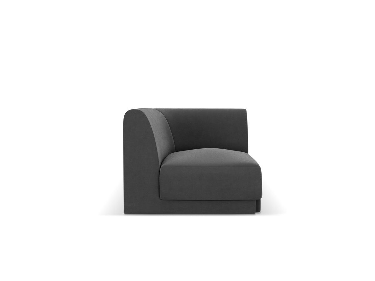 Miley Velour Modul Corner 1 Sitzer in Grey-Bluvel präsentiert im Onlineshop von KAQTU Design AG. Modulares Sofa ist von Micadoni