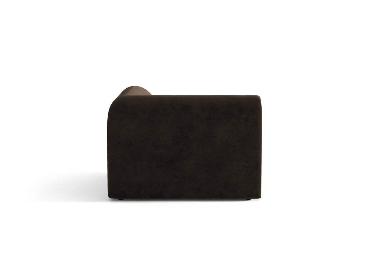 Miley Eckmodul von Micadoni in Dunkelbeige, modulares Sofa mit Stoffbezug Bluvel 30 und schwarzen Kunststoffbeinen aus Polypropylen
