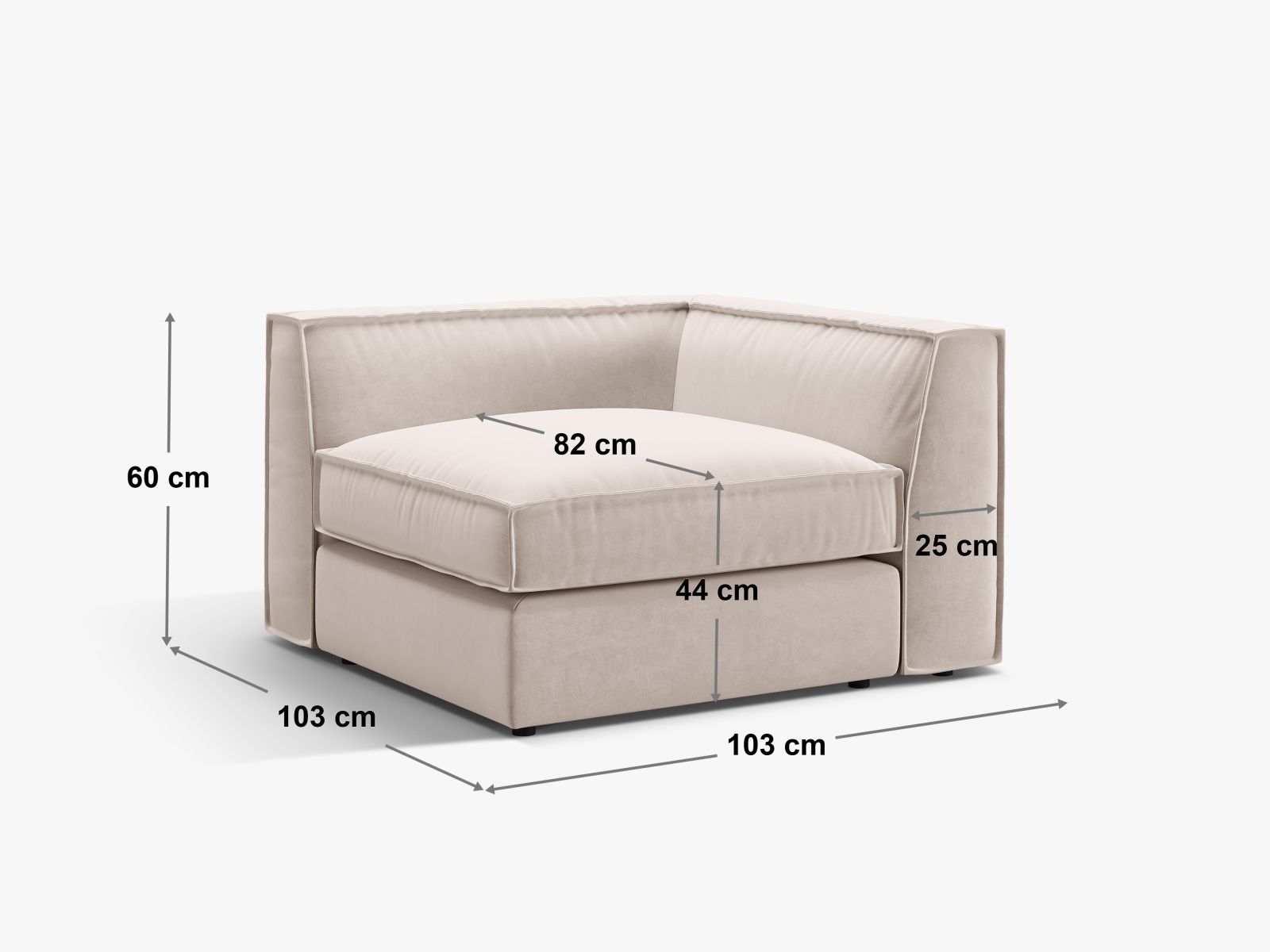 Stylisches 1-Sitzer Eckmodul Pola in zartem Mintgrün, perfekt für kreative Sofa-Kombinationen und modernes Wohndesign von Micadoni.