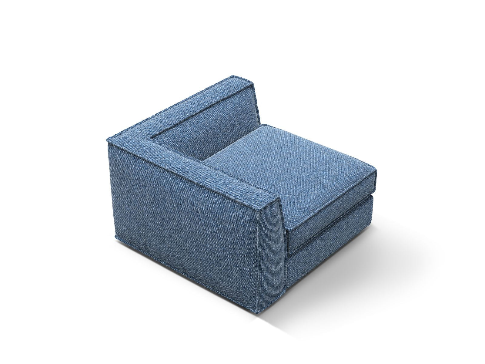 Elegantes 1-Sitzer Eckmodul Pola in edlem Blau, ideal für individuelle Sofa-Layouts und zeitgemäße Einrichtungsideen.