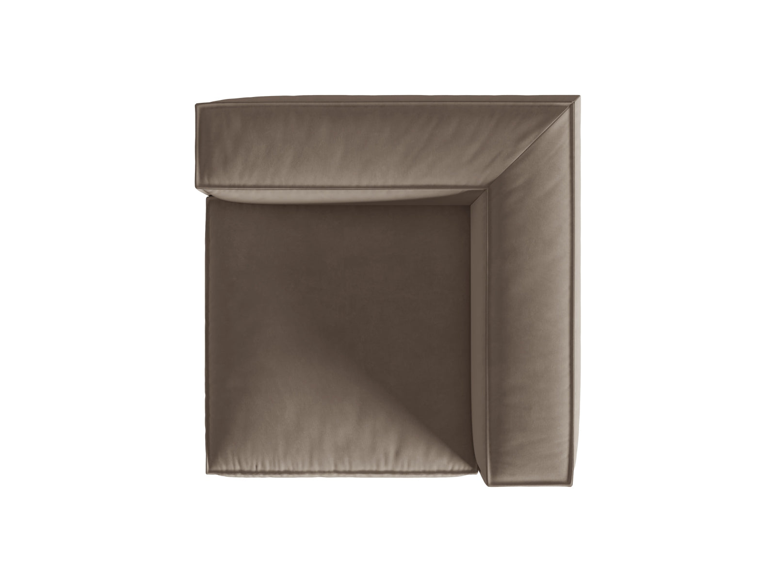 Eleganter Nuria Velour Modul Corner 1 Sitzer in dezentem Grau, ideal für kreative Raumlösungen und stilvolle Einrichtungsideen.