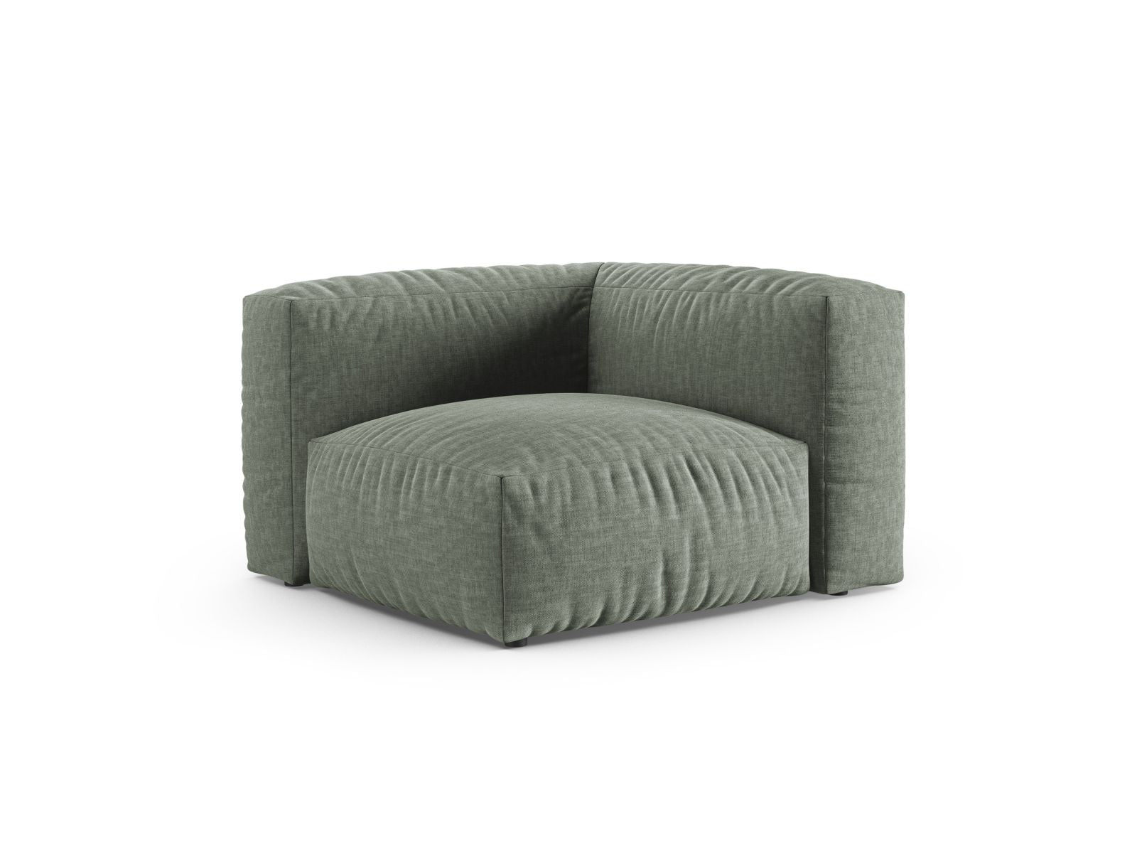 Elegantes 1-Sitzer Eckmodul XL Martina in Moss Green-Boston, ideal für individuelle Sofa-Gestaltung im modernen Wohnraum.