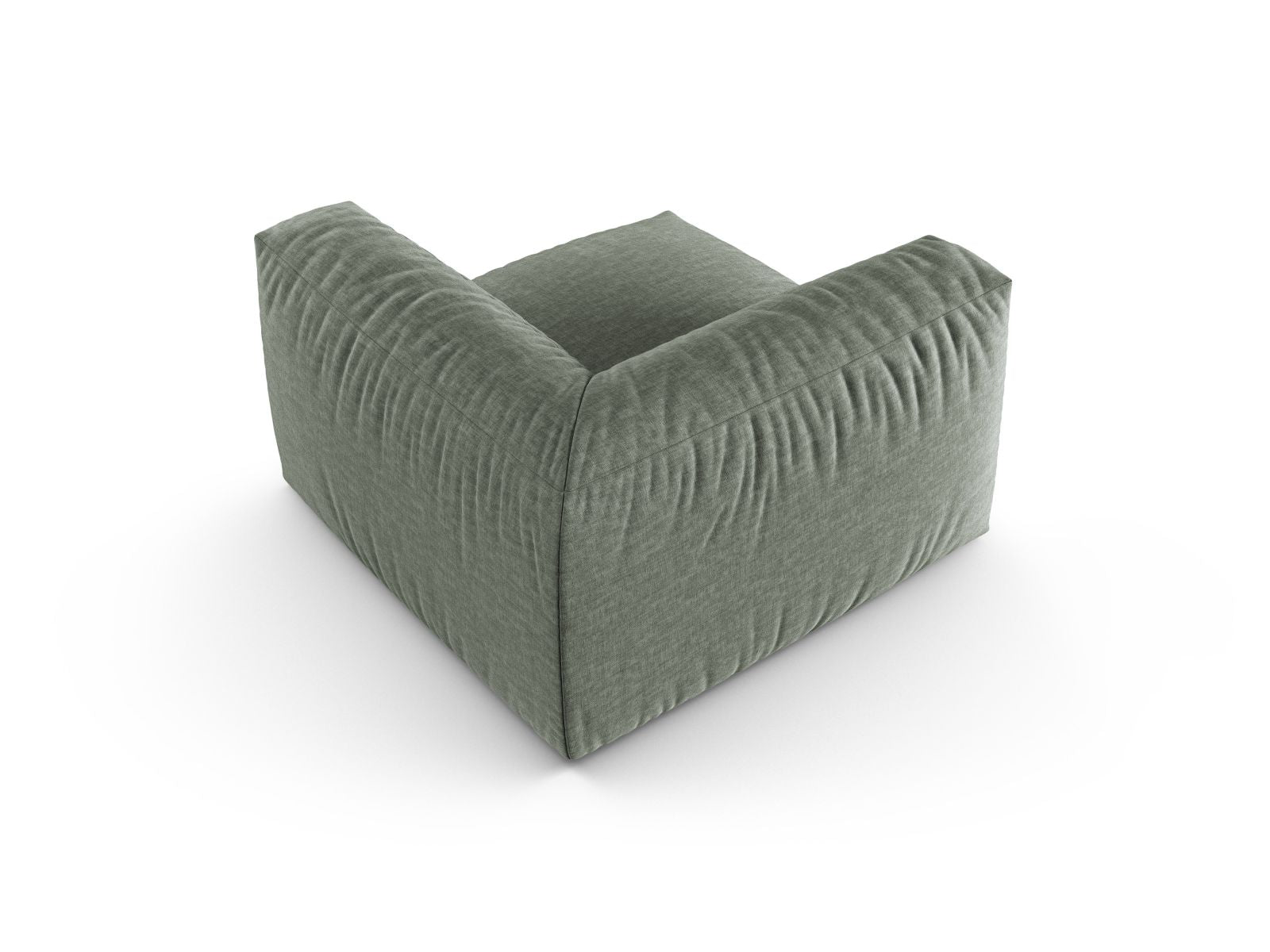Elegantes 1-Sitzer Eckmodul XL Martina in Moss Green-Boston, ideal für individuelle Sofa-Arrangements und moderne Wohnstile.