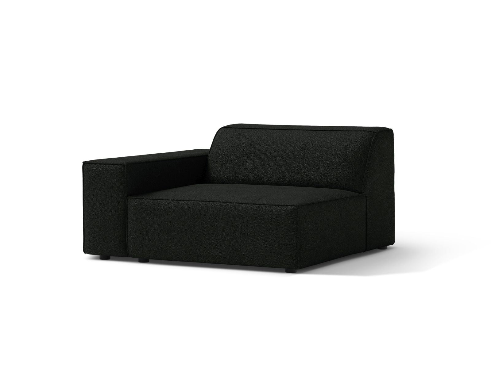 Elegantes 1-Sitzer Modul links Jodie in stilvollem Schwarz, ideal für individuelle Sofa-Gestaltung im modernen Wohnraum.