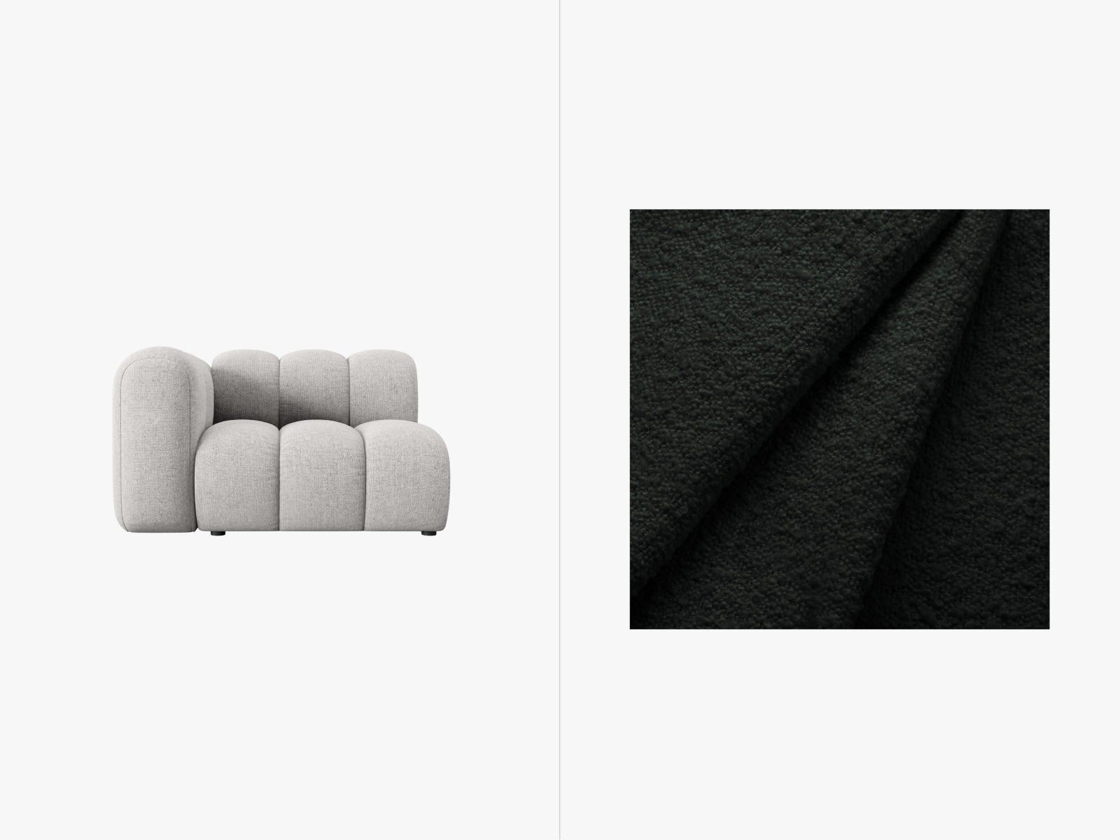 Lupine Boucle Modul links 1 Sitzer in Black-Baloo präsentiert im Onlineshop von KAQTU Design AG. Modulares Sofa ist von Micadoni