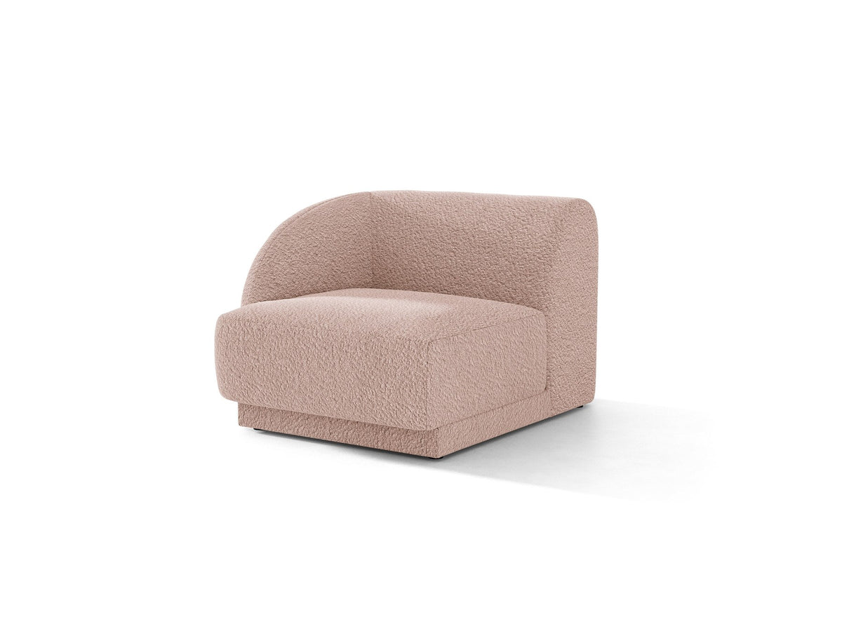 Dunkelbeiger Einsitzer aus der modularen Miley-Sofa-Serie von Micadoni, Bezug aus Bluvel-Stoff, schwarze Kunststofffüsse, kompakte quadratische Form.