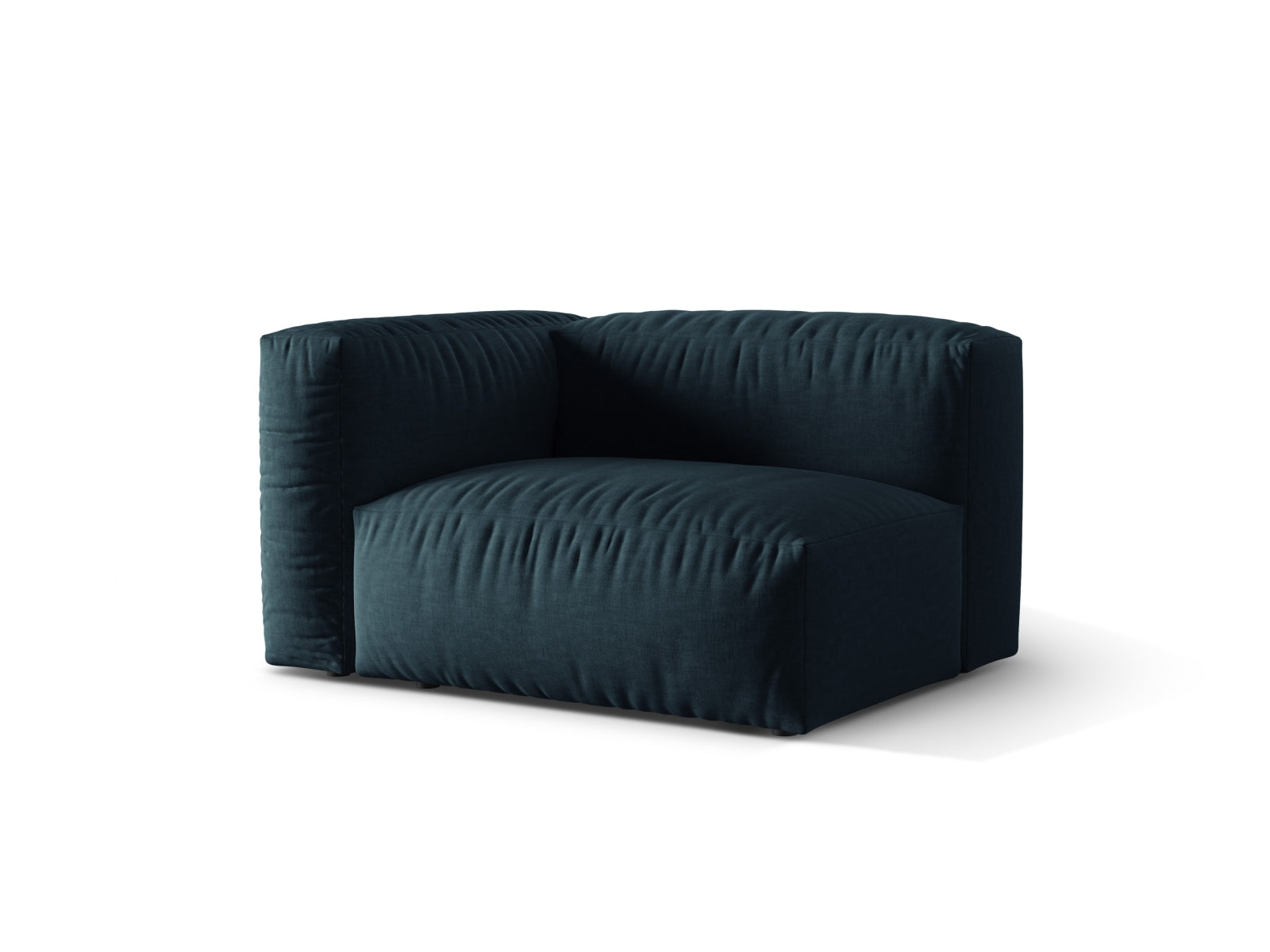 Eleganter linker 1-Sitzer Martina Modul in Blue Jeans-Boston, ideal für individuelles Wohndesign. Hochwertiges modulares Sofa von Micadoni.
