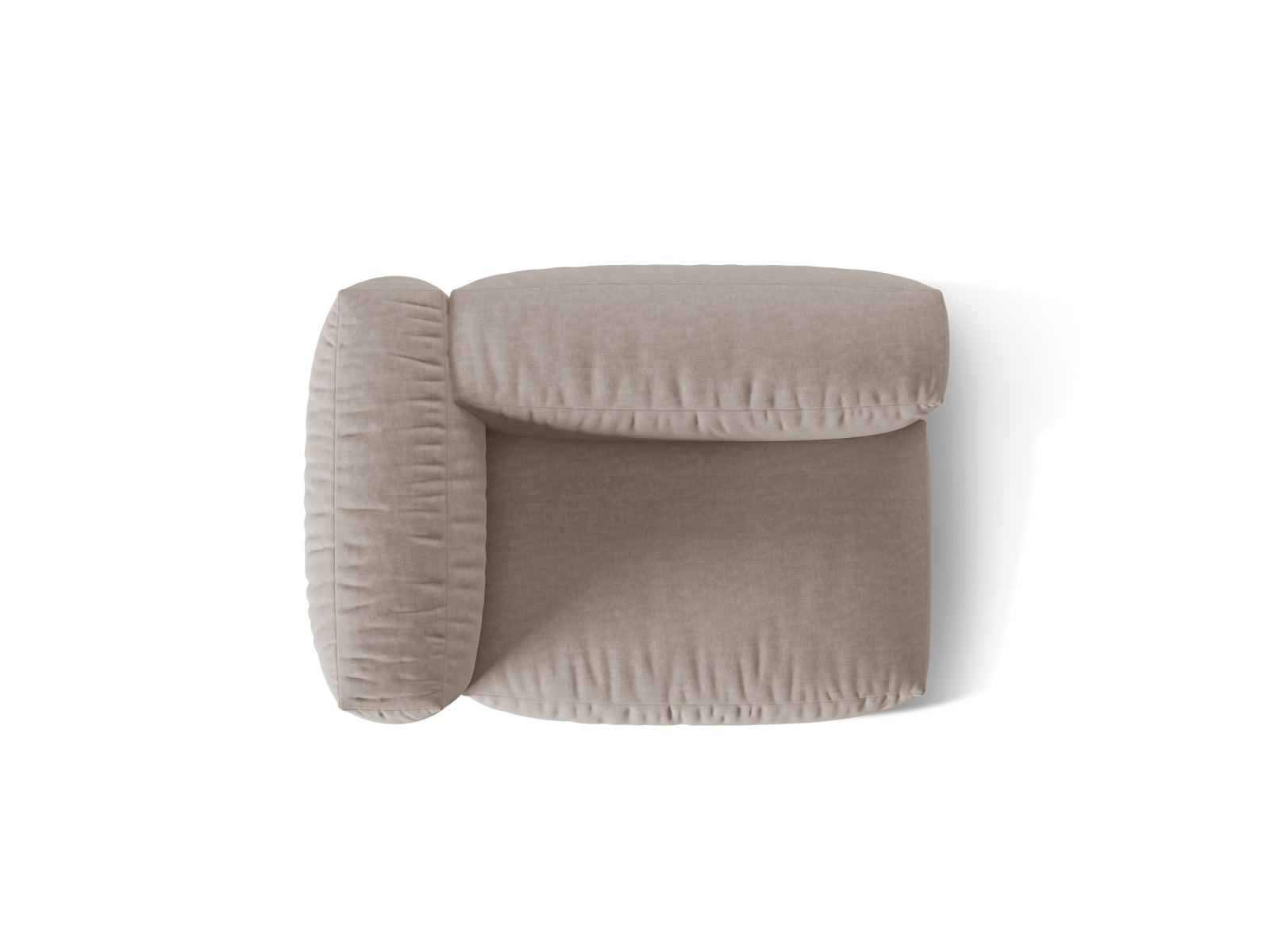 Eleganter linker 1-Sitzer des Martina Moduls in modernem Dunkelbeige, perfekt für stilvolle Wohnkonzepte und entspannende Momente.