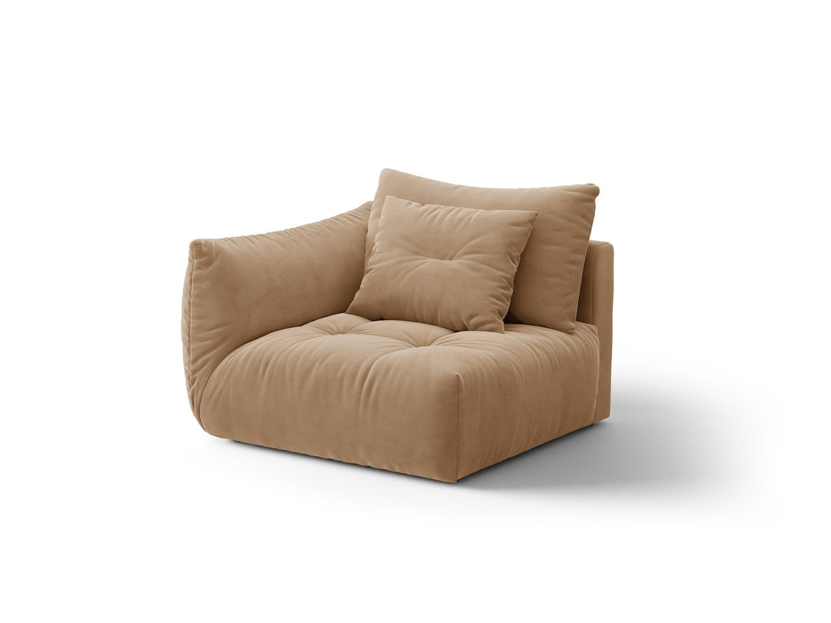Modulares Sofa Bloom Modul von Micadoni in Leichtes beige, Bezug aus Casino Pearl Velours-Stoff, mit schwarzen Kunststoffbeinen.