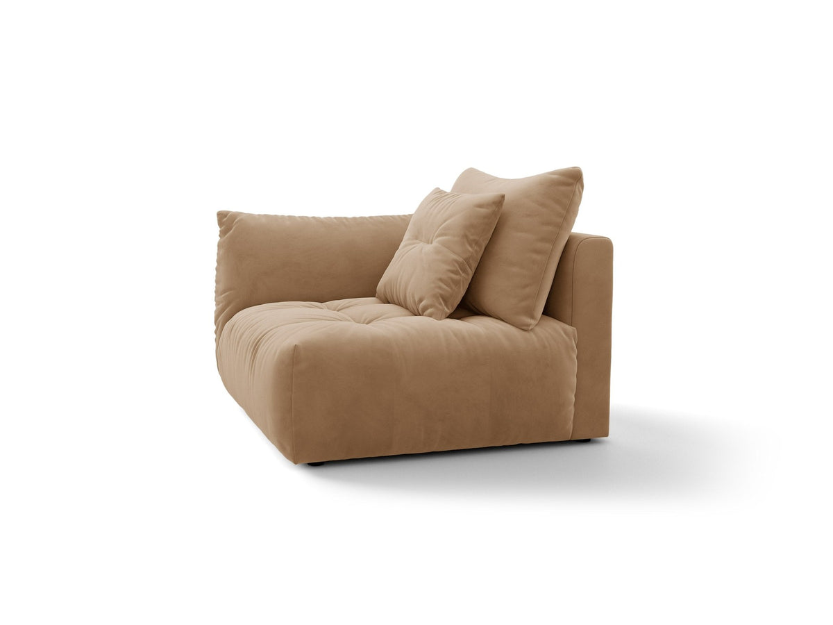 Modulares Sofa Bloom Modul von Micadoni in Leichtes beige, Bezug aus Casino Pearl Velours-Stoff, mit schwarzen Kunststoffbeinen.