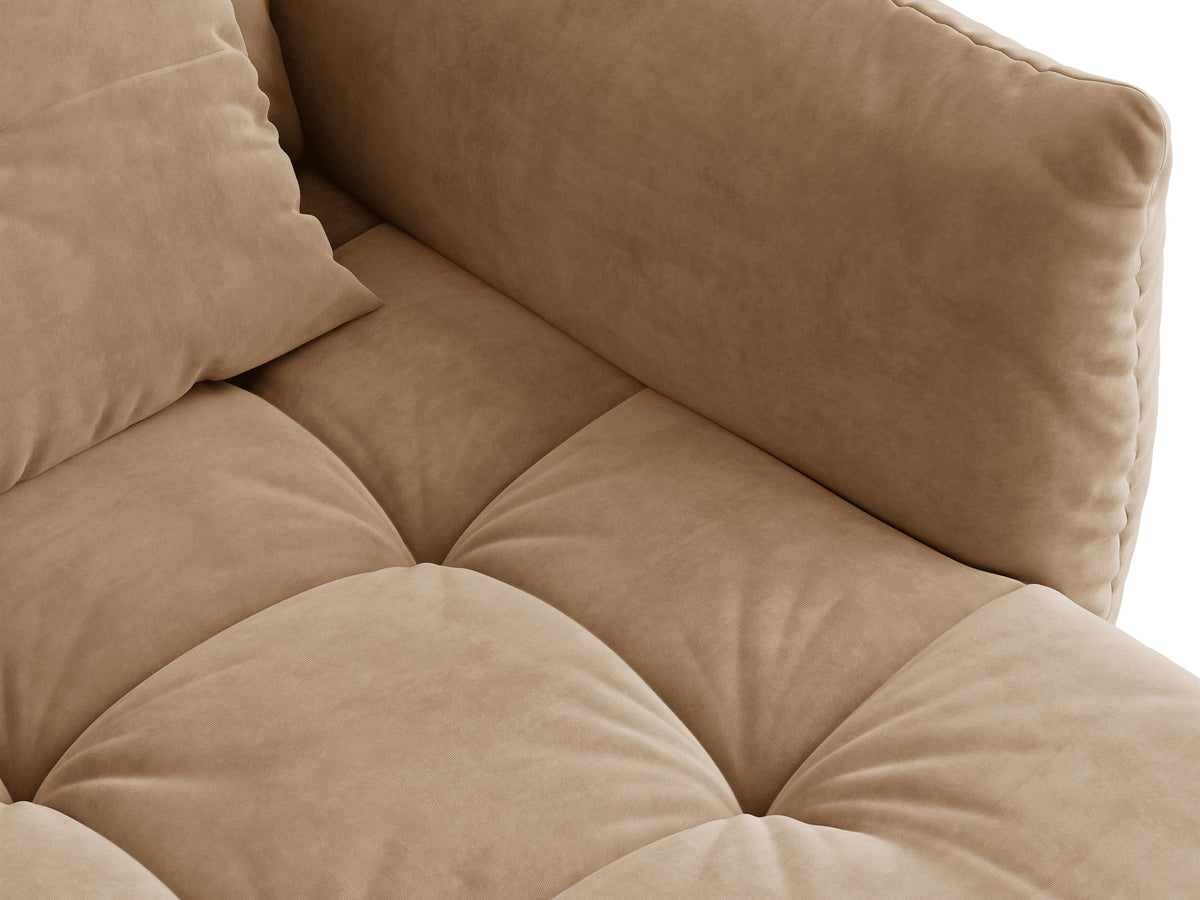 Modulares Sofa Bloom Modul von Micadoni in Leichtes beige, Bezug aus Casino Pearl Velours-Stoff, mit schwarzen Kunststoffbeinen.