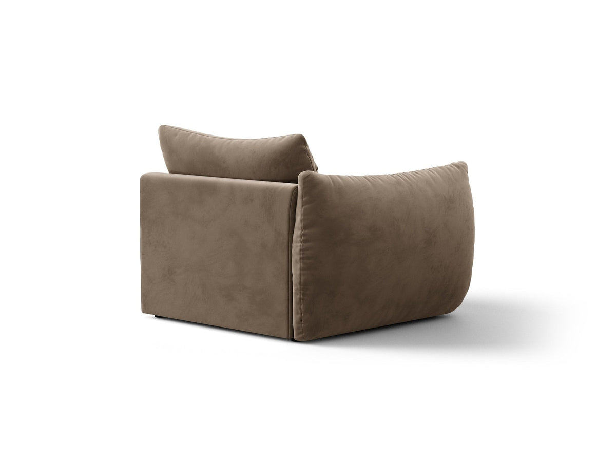 Modulares Sofa Bloom Modul von Micadoni in Leichtes beige, Bezug aus Casino Pearl Velours-Stoff, mit schwarzen Kunststoffbeinen.