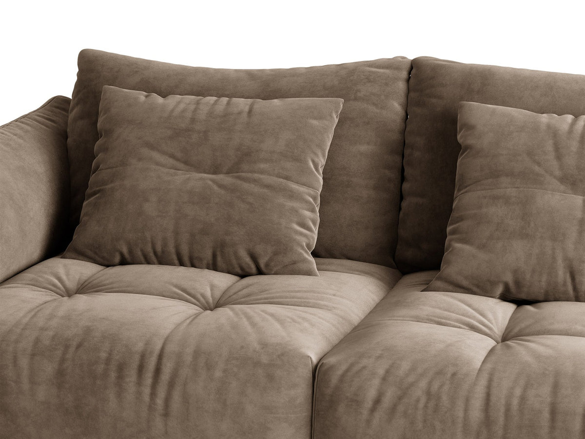Modulares Sofa Bloom Modul von Micadoni in Leichtes beige, Bezug aus Casino Pearl Velours-Stoff, mit schwarzen Kunststoffbeinen.