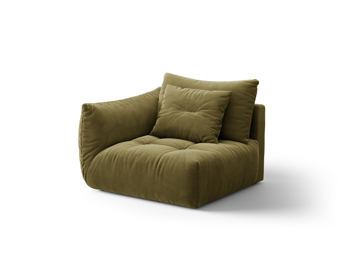 Modulares Sofa Bloom Modul von Micadoni in Leichtes beige, Bezug aus Casino Pearl Velours-Stoff, mit schwarzen Kunststoffbeinen.
