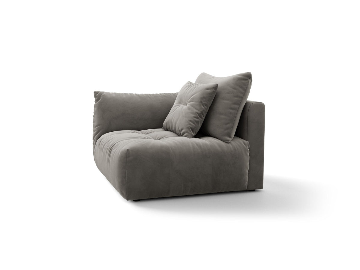 Modulares Sofa Bloom Modul von Micadoni in Leichtes beige, Bezug aus Casino Pearl Velours-Stoff, mit schwarzen Kunststoffbeinen.