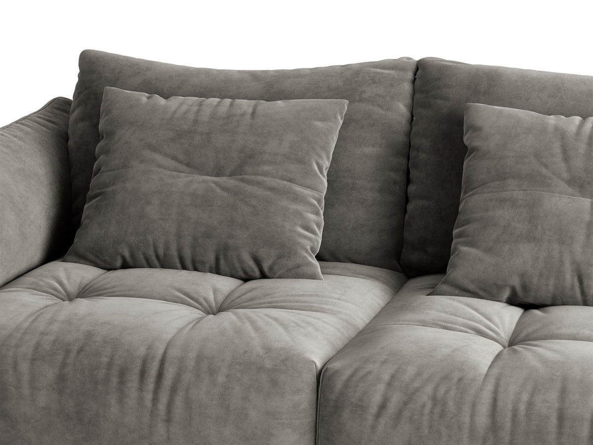 Modulares Sofa Bloom Modul von Micadoni in Leichtes beige, Bezug aus Casino Pearl Velours-Stoff, mit schwarzen Kunststoffbeinen.