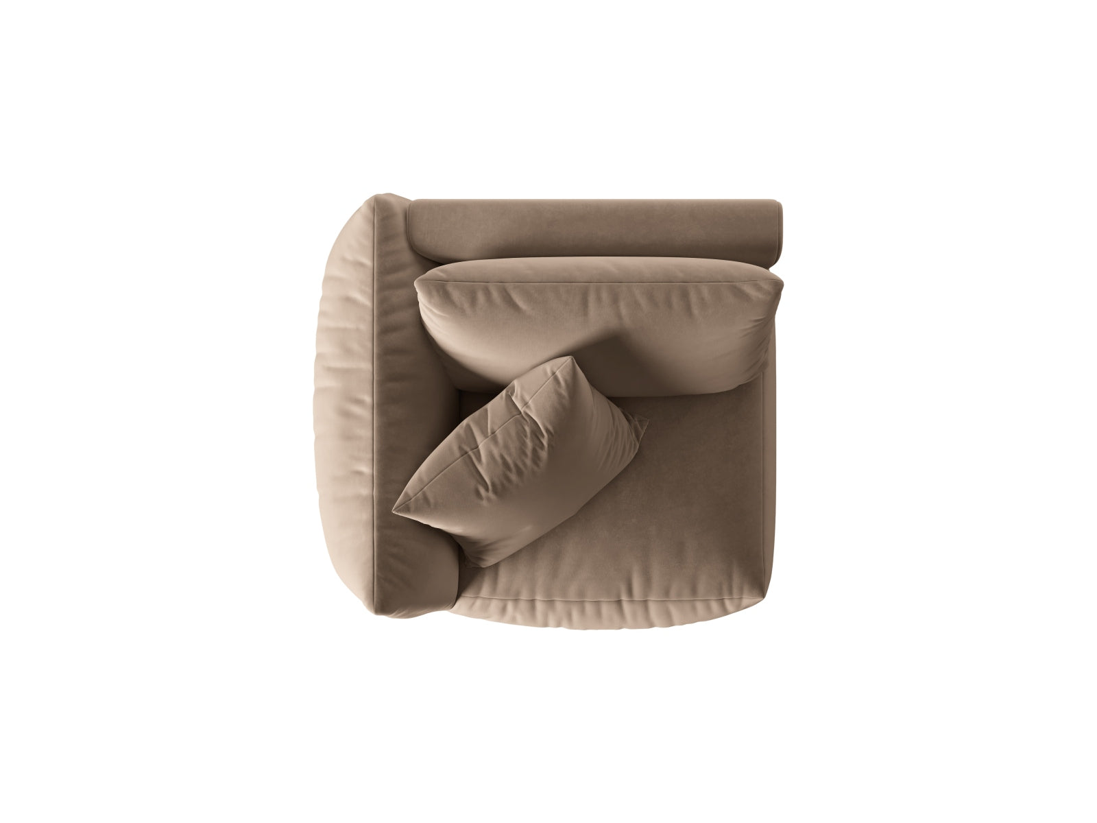 Eleganter Chris Velour Modul links 1 Sitzer in sanftem Braun, ideal für stilvolle Wohnräume und entspannte Momente.