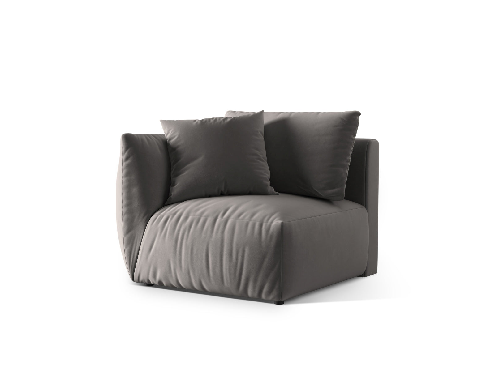 Elegantes Chris Velour Modul links 1 Sitzer in Grau, Teil des modularen Sofas von Micadoni, ideal für stilvolle Wohnräume.
