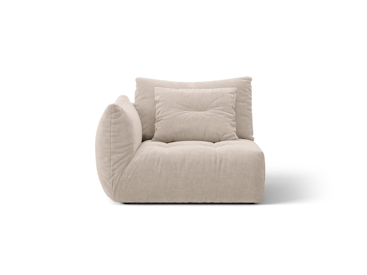 Modulares Sofa Bloom Modul von Micadoni in Leichtes beige, Bezug aus Casino Pearl Velours-Stoff, mit schwarzen Kunststoffbeinen.
