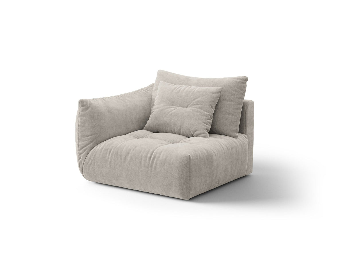 Modulares Sofa Bloom Modul von Micadoni in Leichtes beige, Bezug aus Casino Pearl Velours-Stoff, mit schwarzen Kunststoffbeinen.