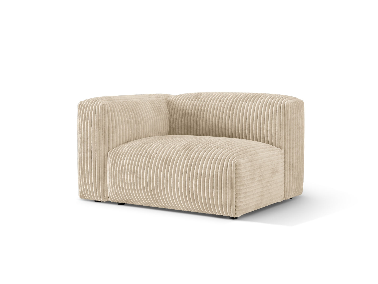 Eleganter 1-Sitzer Martina Modul links in sanftem Light Beige-Tilia, ideal für individuelles Wohndesign im modernen Wohnraum.
