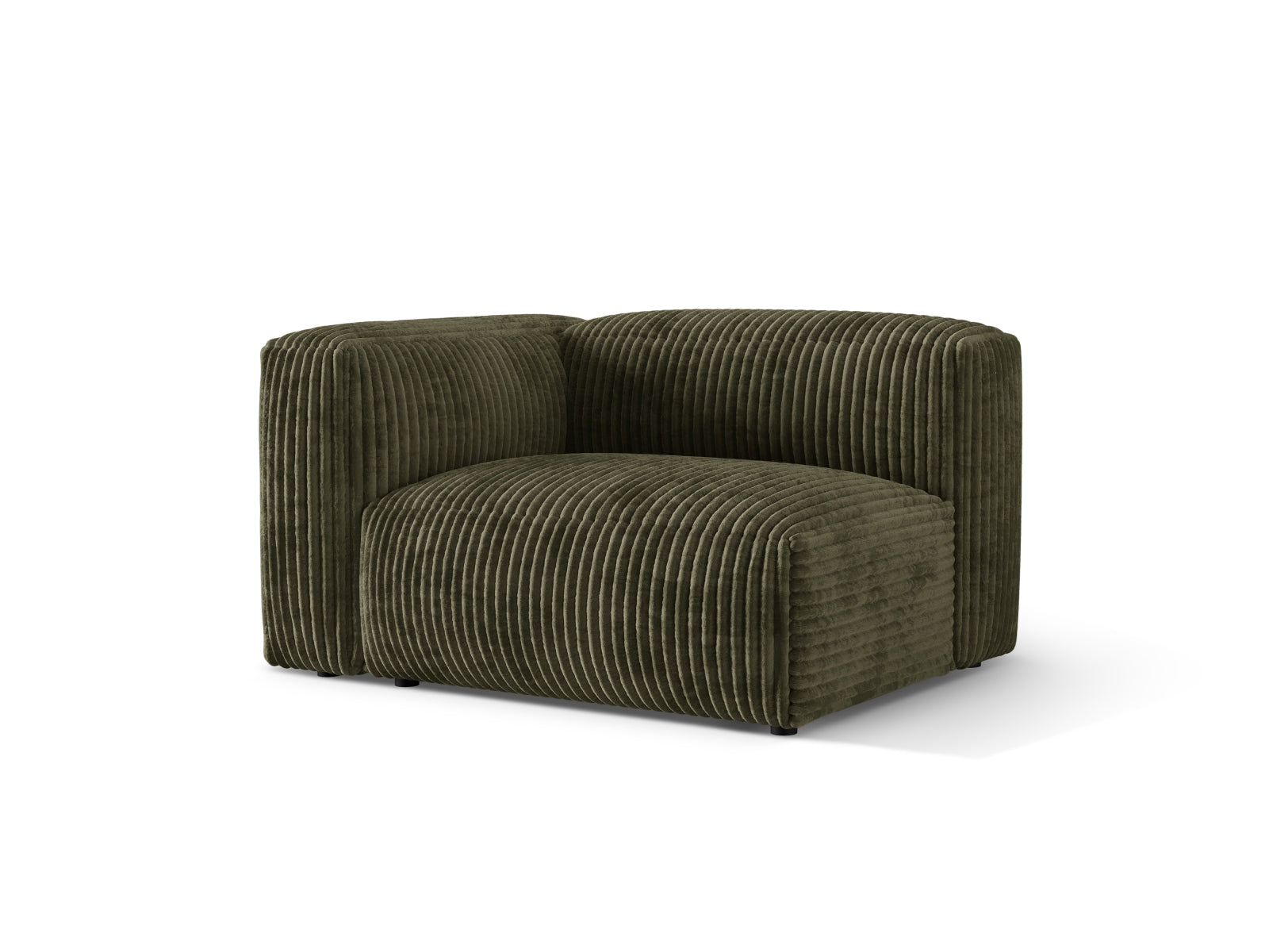 Eleganter 1-Sitzer Martina Modul links in Moss Green-Tilia, ideal für individuelles Wohndesign. Hochwertiges modulares Sofa von Micadoni.