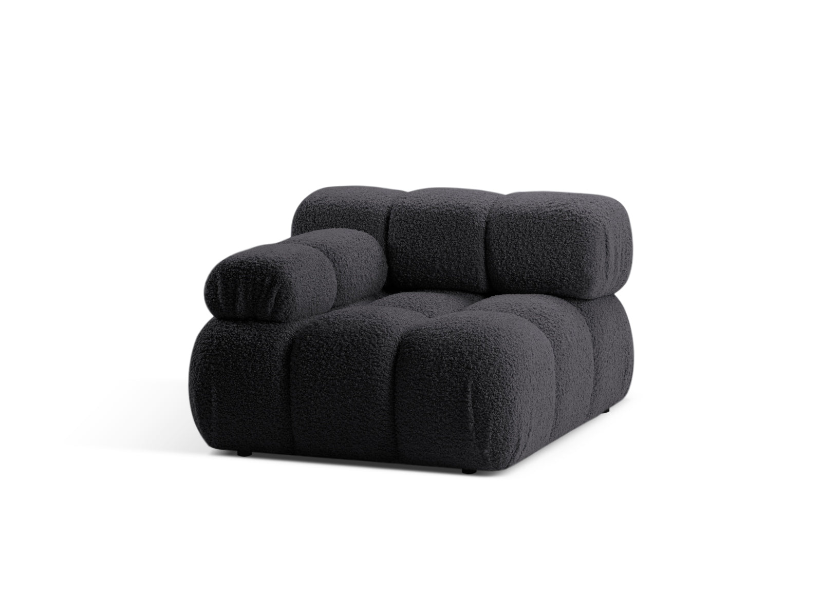 Stylisches Bellis Boucle Modul links 1 Sitzer in edlem Graphit, perfekt für individuelle Wohnkonzepte und moderne Einrichtung.