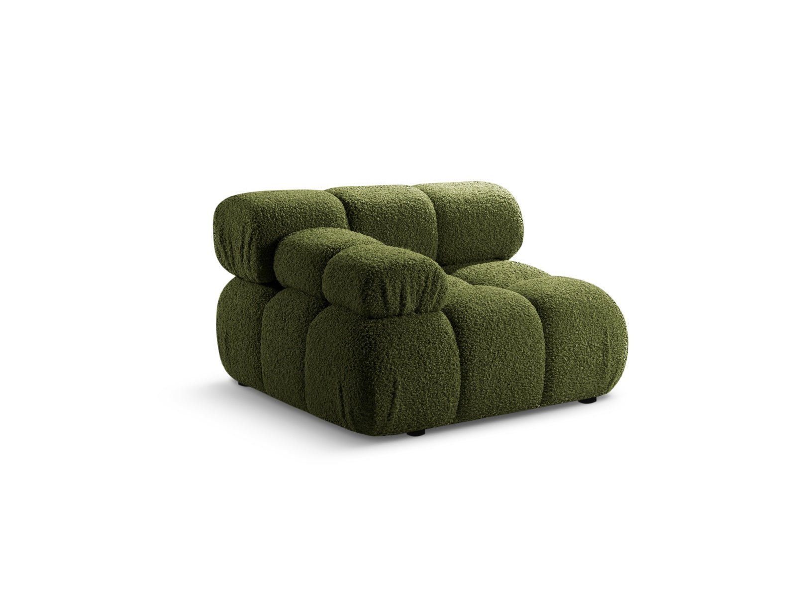 Elegantes Bellis Boucle Modul links 1 Sitzer in sanftem Grün, ideal für individuelles Wohndesign und stilvolle Einrichtung.